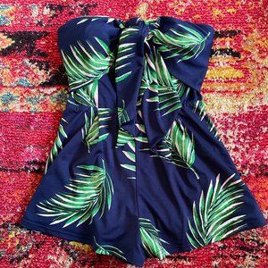 NWT Blue Blush Strapless Tropical Romper